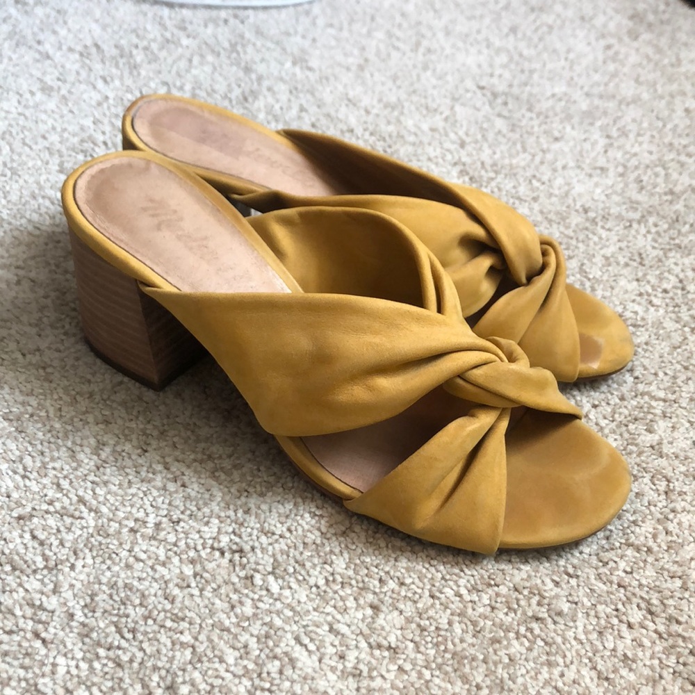 Madewell yellow leather heels sandals 5.5